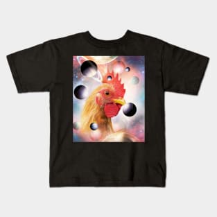 Cosmic Space Galaxy Chicken Face Kids T-Shirt